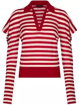 LIU JO Полосатый красно-белый джемпер из шерсти и кашемира, красный