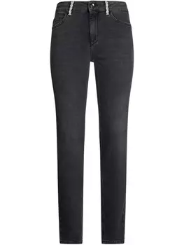 LIU JO Серые узкие джинсы со стразами, черный