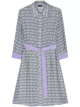 LIU JO шелковое платье миди с логотипом, зеленый