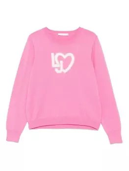 LIU JO свитер с логотипом-жаккардом, розовый