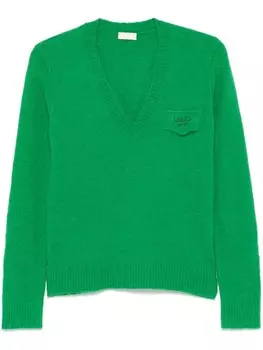 LIU JO свитер с вышитым логотипом, зеленый