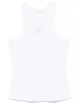 LIU JO топ в рубчик с вышитым логотипом, белый