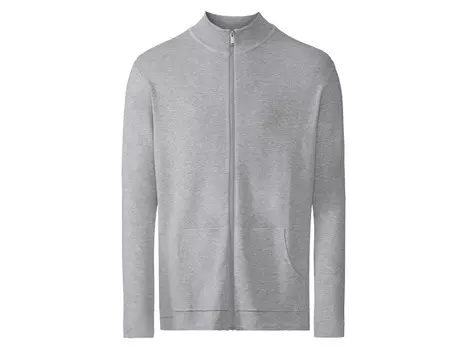 Livergy мужской кардиган с воротником стойкой, приталенного кроя, серый