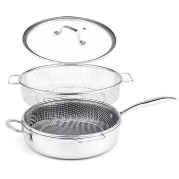 LIVINGTON Titan Pan 24см - сковорода с высокими бортиками из нержавеющей стали MediaShop