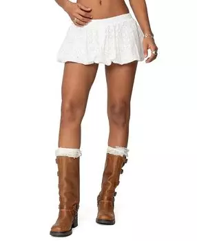 Ливи Кружевная Пузырьковая Мини-Юбка Edikted, белый