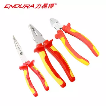 Liyide Набор из 3-х изолированных VDE плоскогубцев с сопротивлением напряжению 1000 В, 1 пара кусачек и острогубцы E1188 Endura
