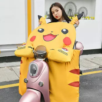 Лобовое стекло электромобиля Kuang-Chi, зимнее аккумуляторное лобовое стекло автомобиля, мотоцикла, милый мультфильм [Пикачу-флис и утолщенный]