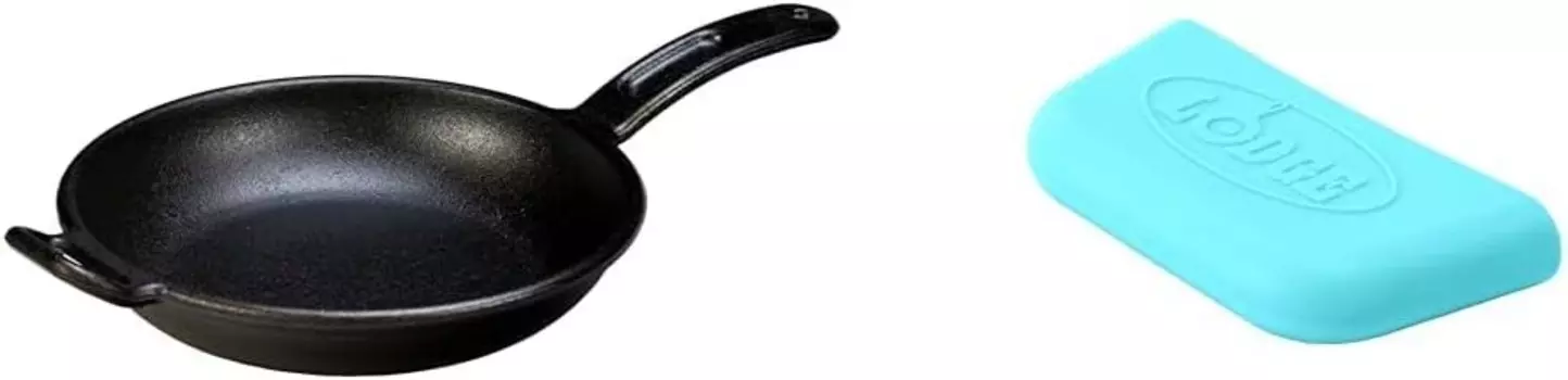 Lodge BOLD 10-дюймовая приправленная чугунная сковорода BOLD Силиконовый держатель для вспомогательной ручки - синий электрик, Electric Blue
