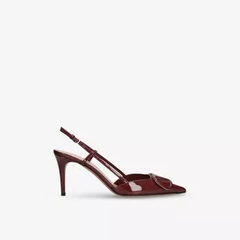 Лодочки Valentino Garavani Vlogo signature лаковые на ремешке, винный