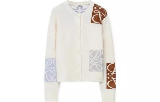 LOEWE Кардиган Anagram Intarsia Cardigan 'Soft White/Multicolor'