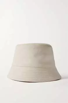 LOEWE + Панама-ведро Paula's Ibiza с тиснением и кожаной отделкой из хлопкового холста, слоновая кость