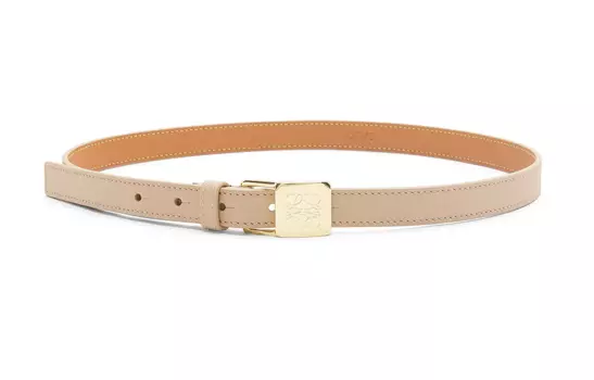LOEWE Ремень из коровьей кожи женский, серо-бежевый/золотые, ширина 2 см