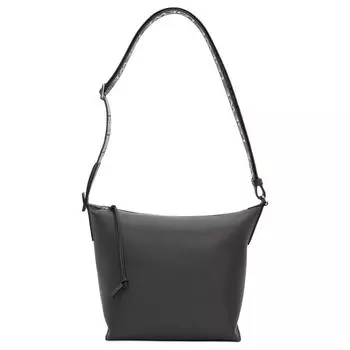 LOEWE Сумка Cubi из мягкой гладкой коровьей кожи с жаккардовой тканью, через плечо, мужская, цвет: темно-серый