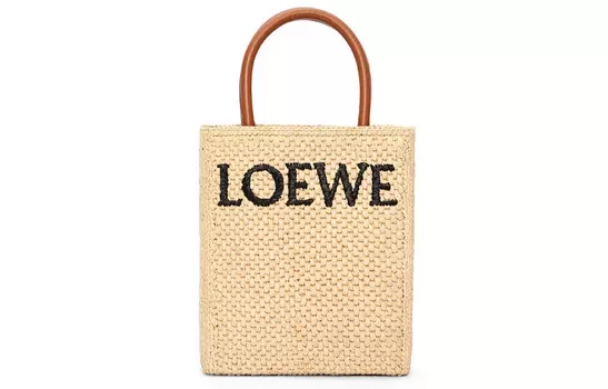 LOEWE Сумка для нот из рафии, сумка-шоппер, сумка-трубы для женщин, натуральный/черный