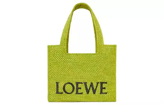 LOEWE Сумка Font Tote из рафии, сумка через плечо, женская, среднего размера, пастбищно-зеленого цвета