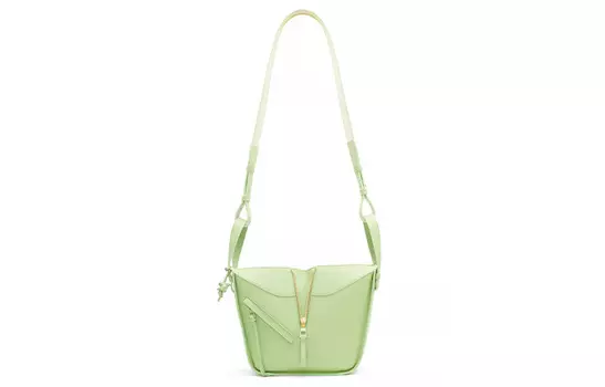 LOEWE Сумка-гамак из атласной коровьей кожи, сумка через плечо, женская, стандартная, цвет охра-глазурь-зеленый