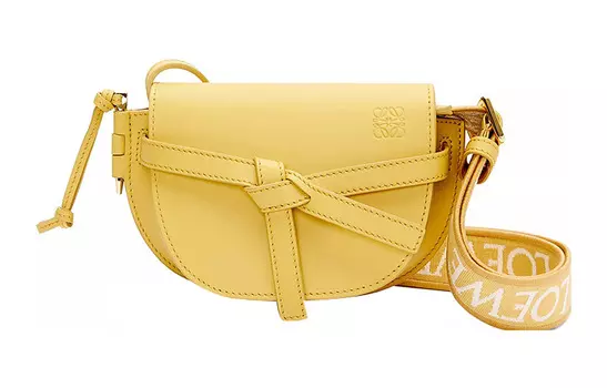 LOEWE Сумка Gate из мягкой коровьей кожи, через плечо, мини, женская, персиково-желтая, Talisman
