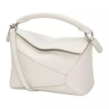 LOEWE Сумка-головоломка из мягкой зернистой телячьей кожи, сумка на плечо, сумка-мешок через плечо, женская мини-сумка, белая