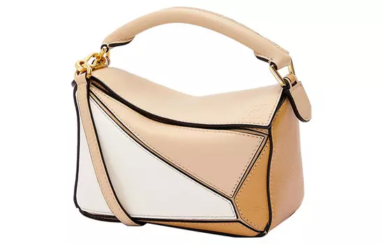 LOEWE Сумка-головоломка "Puzzle Classic" из телячьей кожи, сумка-мессенджер, сумка через плечо, мини-сумка для женщин, серо-бежевый/мягкий белый