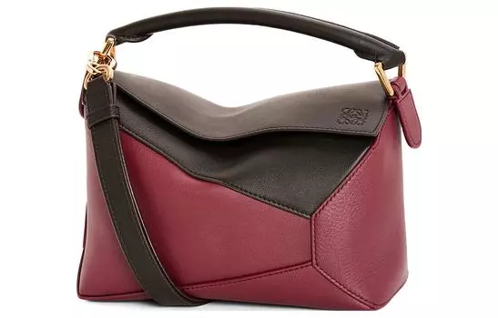 LOEWE Сумка-кошелек "Puzzle" из коровьей кожи, сумка через плечо, женская сумка-труба, вишнево-красная/коричневая