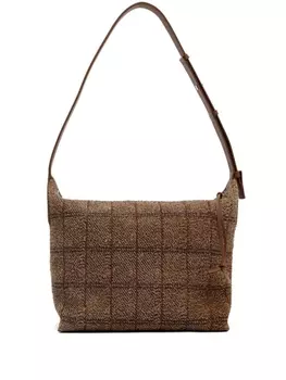 LOEWE сумка на плечо Cubi в клетку тартан, коричневый