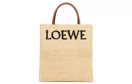 LOEWE Сумка-шоппер из соломы, женская, натурального и черного цвета