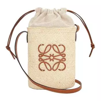 LOEWE Сумка-ведро из коровьей кожи Palm Leaf, женская, натурального и бежевого цвета