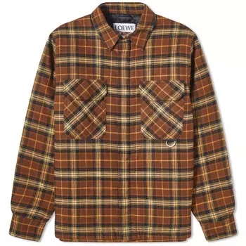 Loewe утепленная рубашка в клетку, коричневый