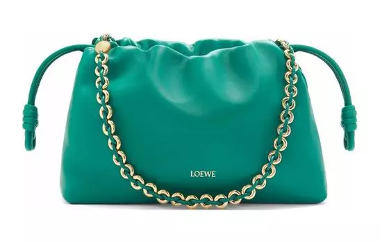 LOEWE Женский клатч через плечо Flamenco Soft Nappa из овечьей кожи, цвет «зеленый нефрит»