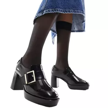 Лоферы Allsaints Zia High Shine Leather Heeled, черный