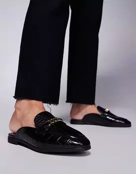 Лоферы без спинки черного цвета River Island