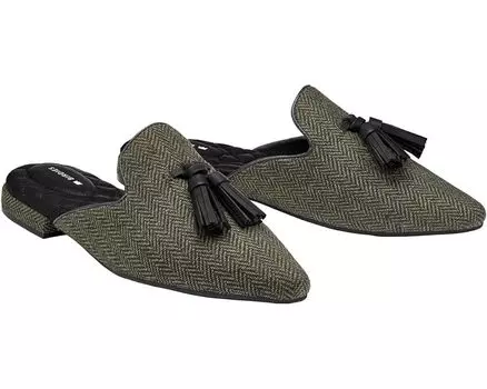 Лоферы Birdies Dove Fabric Mule, цвет Olive Herringbone