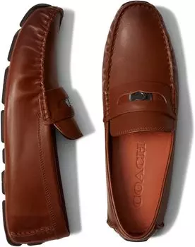 Лоферы C Coin Leather Driver COACH, цвет Saddle