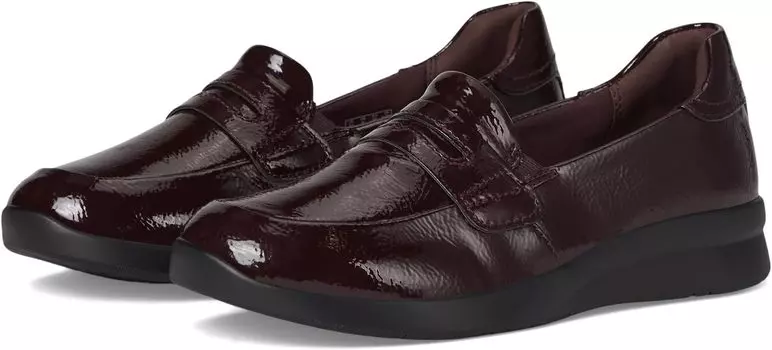 Лоферы Clarks Ellowyn Penny, цвет Wine Crinkle Patent Synthetic