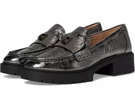 Лоферы COACH Leah Crinkle Metallic Loafer, цвет Anthracite