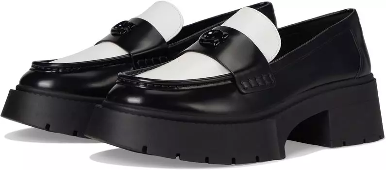 Лоферы COACH Leah Platform Loafer, цвет Black/Optic White