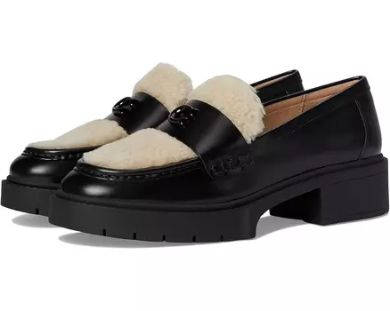 Лоферы COACH Leah Shearling Loafer, цвет Black/Natural