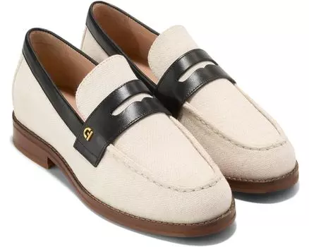 Лоферы Cole Haan Lux Pinch Penny Loafer, цвет Natural Canvas/Black Leather
