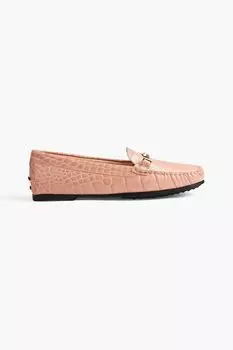 Лоферы Double T с тиснением под крокодила TOD'S, румян