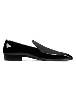 Лоферы Gabriel из лакированной кожи и шелкового атласа Saint Laurent, черный