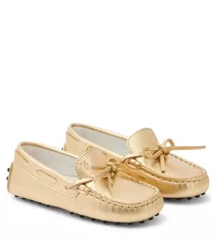Лоферы gommino из металлизированной кожи Tod'S Junior, желтый