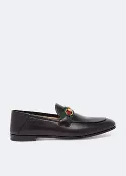 Лоферы GUCCI Web leather loafers, черный