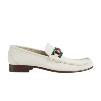 Лоферы Gucci Web Stripe Horsebit Loafer, белый