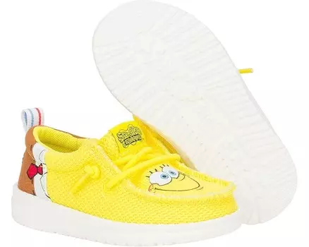 Лоферы Hey Dude Kids Wally Funk Spongebob, цвет Brown/Yellow