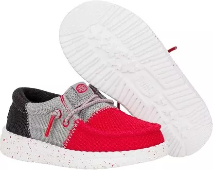 Лоферы Hey Dude Kids Wally Tri Varsity Mesh, цвет Red/Grey