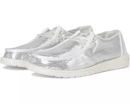 Лоферы Hey Dude Wendy Disco Sequin, цвет Silver/White