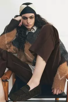 Лоферы из искусственного меха с животным принтом ZARA, цвет leopard