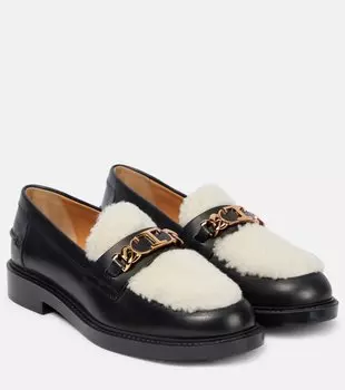 Лоферы из кожи и овчины Tod'S, мультиколор
