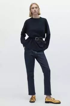 Лоферы из кожи металлик с цепочкой ZARA, золотой