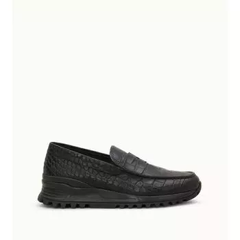 Лоферы из кожи с крокодиловым принтом TOD's, черный